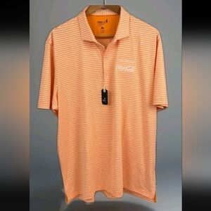 NWT johnnie-O Men's Coco Cola Cream Soda Striped Polo Shirt XL Golf Performance